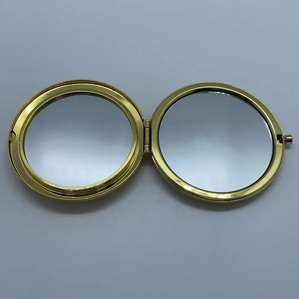 Pink Rhinestone Gold Double Sided Compact Mirror - Picture 4 of 6